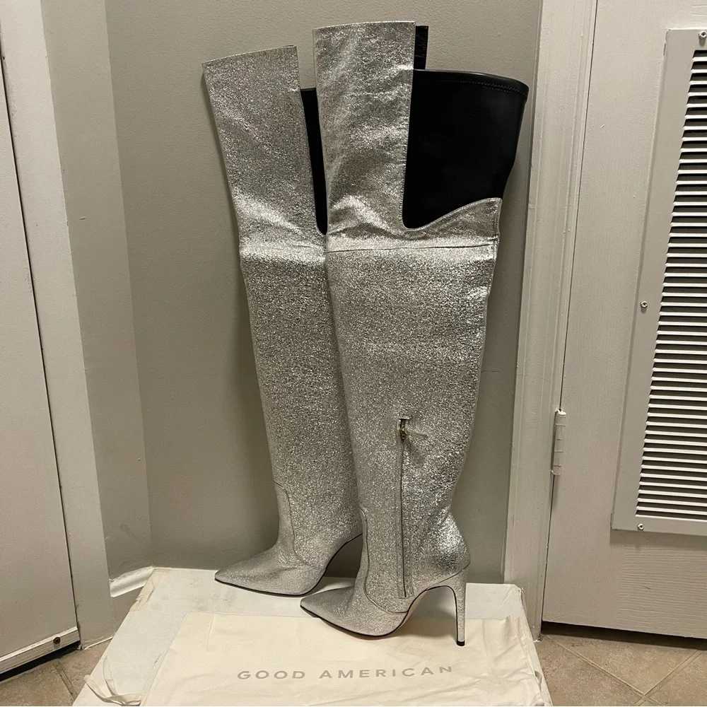 Good American Emma Crackle Over The Knee Boots